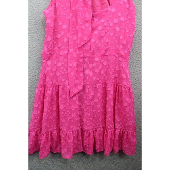 Eliza J. Pink Chiffon Cut Out Ruffle Dress-Size 12-Back Tie-Lined-Beachy - Picture 9 of 12
